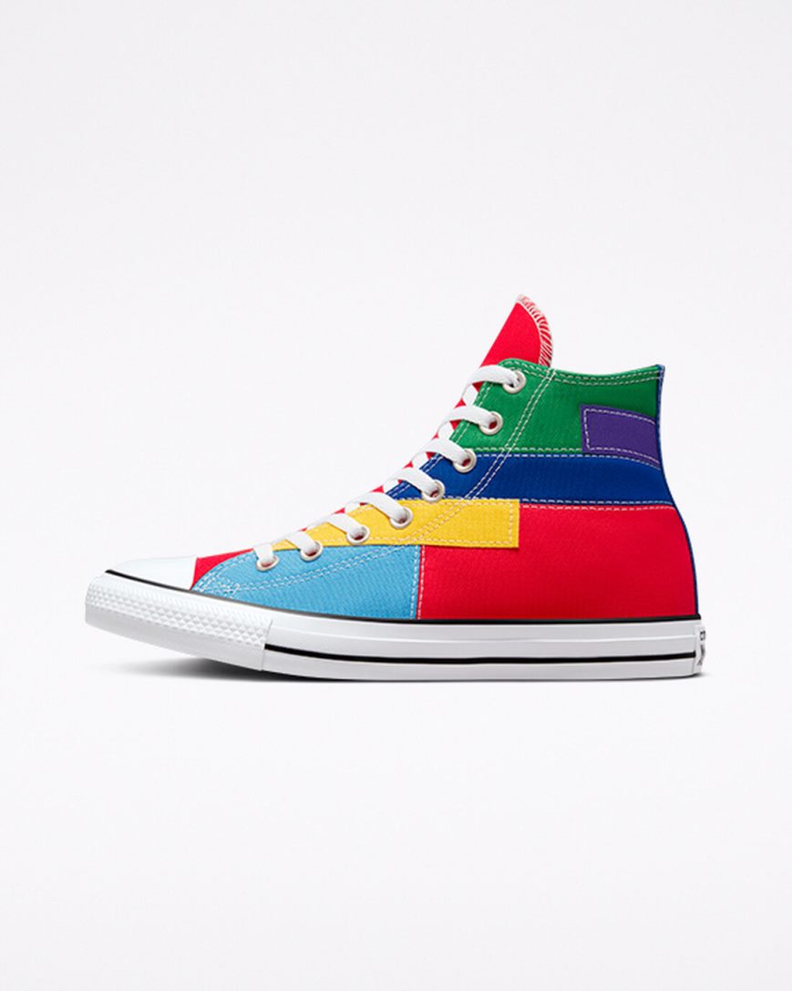 Men's Converse Chuck Taylor All Star Patchwork High Top Shoes Red / Blue | AU 09EC5P